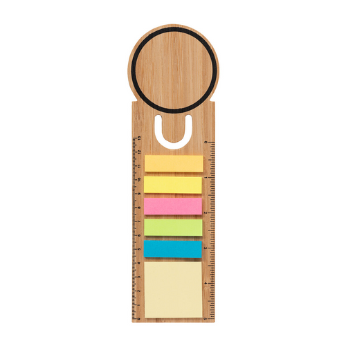 Righello segnalibro in bambù. Include 25 post-it medi e 125 post-it mini [22466] 