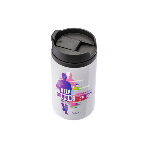 Tazza in metallo con interno, manico e tappo in plastica. Adatta per la stampa sublimatica [22419] 