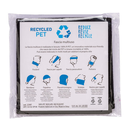 Bandana multiuso tubolare  R-pet in tessuto elastico [22307] 