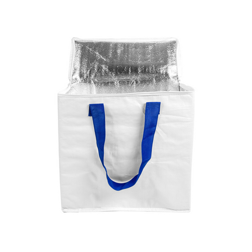 Borsa frigo in PP laminato 120 g/m2 , manici colorati, chisura zip [21119] 