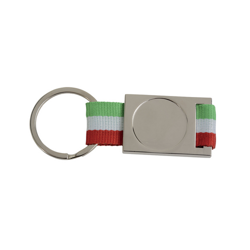 Portachiavi in alluminio/nylon. Spazio centrale idoneo per logo resina [20918] 
