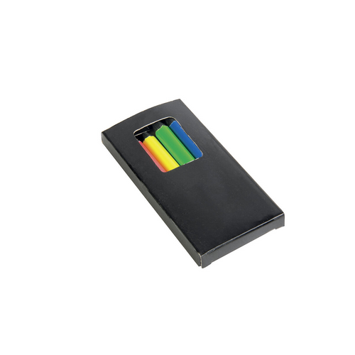 Set di 6 matite in legno colorate fluo a sezione cilindrica, in scatola di cartone [20819] 