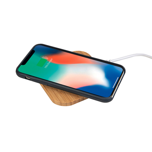 Base di ricarica wireless in Bamboo - Input 5V/2A , Output 5V/1A , Potenza di trasmissione [20451] 