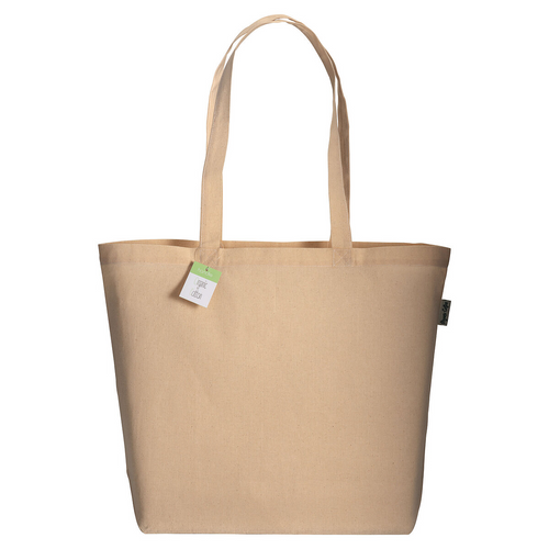 Shopper in cotone organico con manici lunghi e soffietto alla base [20109] 