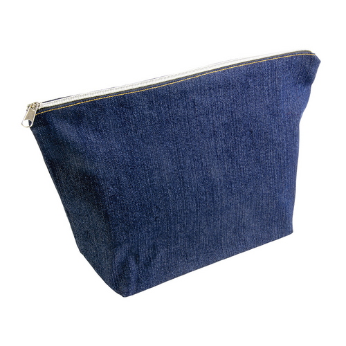 Beauty case in cotone DENIM 220 g/m2 (85% cotone - 15% poliestere) con chiusura zip [20103] 