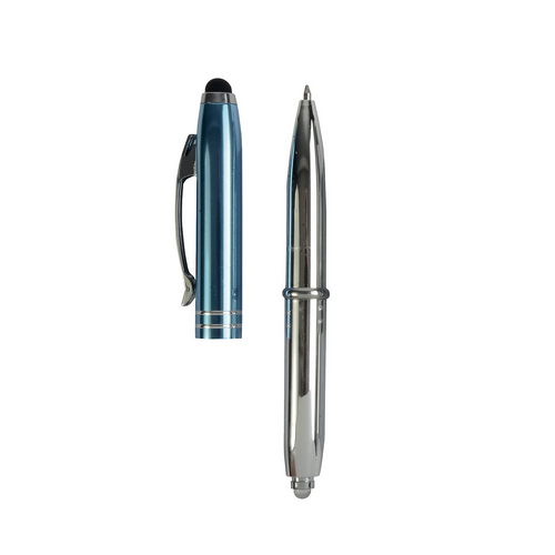 Mini-penna a sfera con luce e gommino per touch screen [19812] 