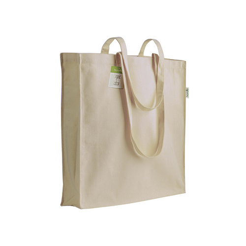 Shopper con soffietto in cotone organico 150 g/m2, manici lunghi [19153] 