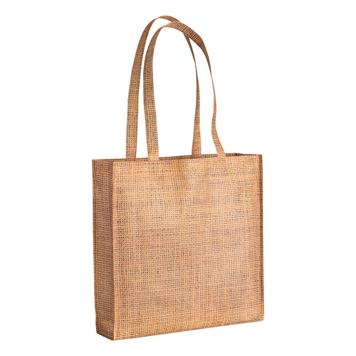 Shopper con soffietto in TNT stampato con effetto juta [19150] 