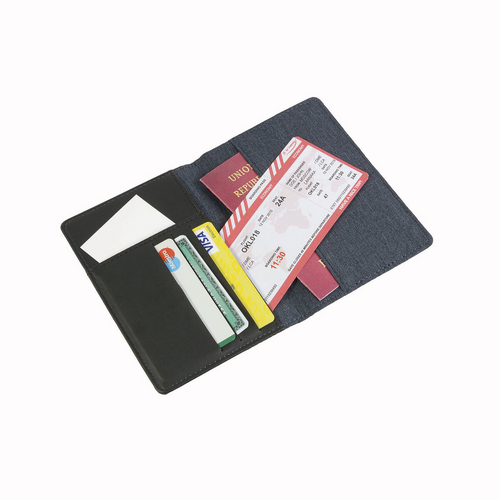 Porta passaporto e carte  in tessuto poliestere mélange. Protezione RFID [18132] 