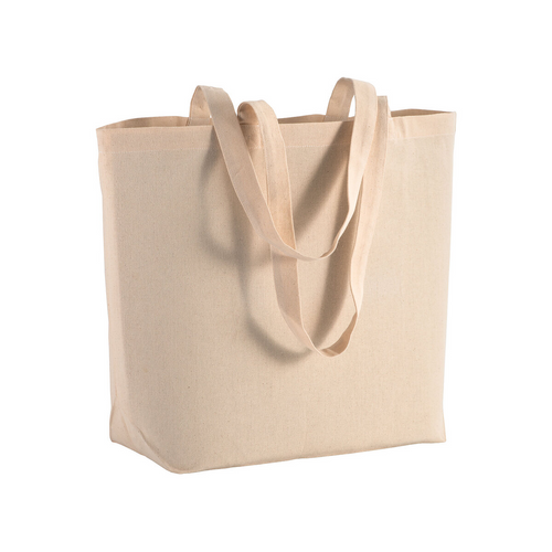 Shopper con soffietto alla base in cotone 135 g/m2, manici lunghi [1810922] 