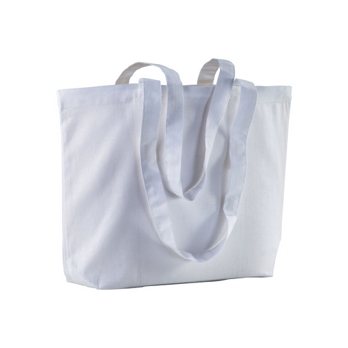 Shopper con soffietto alla base in cotone 120 g/m2, manici lunghie [1810801] 