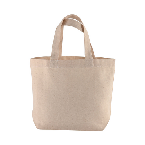 Shopper con soffietto alla base in cotone 120 g/m2, manici corti [1810722] 