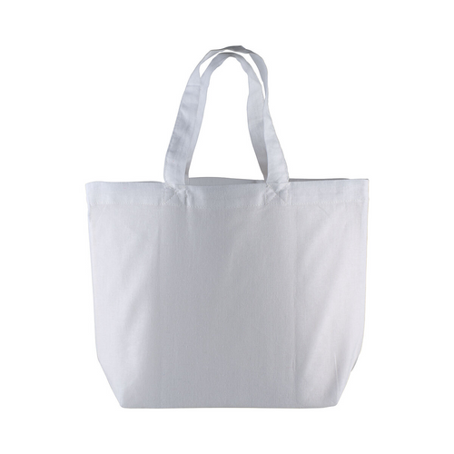Shopper con soffietto alla base in cotone 120 g/m2, manici corti [1810701] 