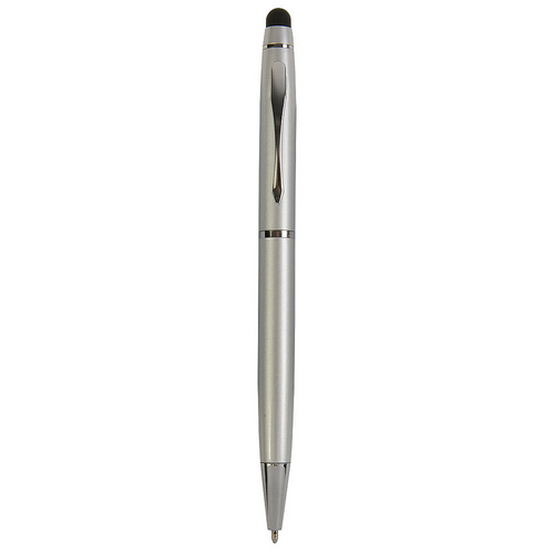 Penna twist in metallo colorata, con gommino per touch screen in tinta [17817] 