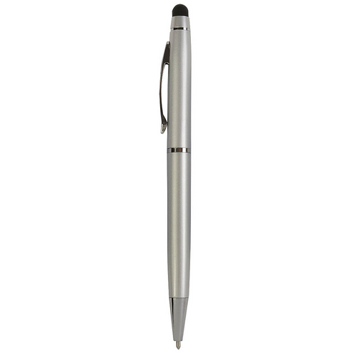 Penna twist in metallo colorata, con gommino per touch screen in tinta [17817] 