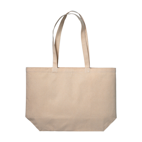 Shopper con soffietto alla base in cotone 280 g/m2, manici lunghi [1711322] 