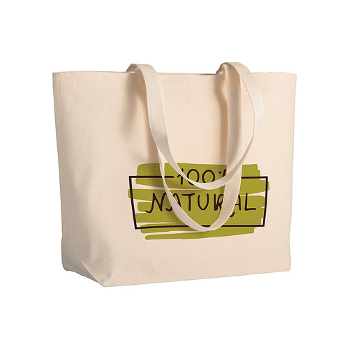 Shopper con soffietto alla base in cotone 280 g/m2, manici lunghi [1711322] 