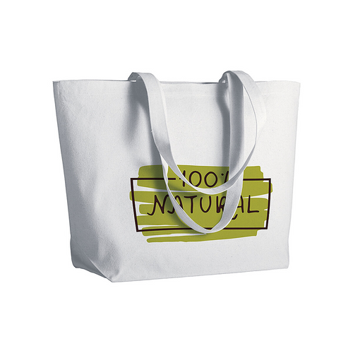 Shopper con soffietto alla base in cotone 280 g/m2, manici lunghi [1711301] 
