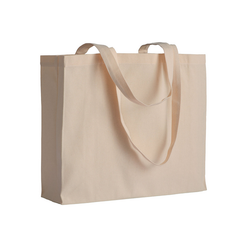 Shopper con soffietto in cotone 200 g/m2, manici lunghi [1711222] 