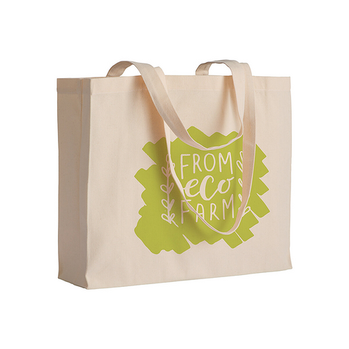 Shopper con soffietto in cotone 200 g/m2, manici lunghi [1711222] 