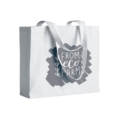 Shopper con soffietto in cotone 200 g/m2, manici lunghi [1711201] 