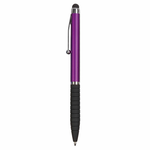 Penna twist in plastica, con impugnatura gommata e gommino per touch screen [16808] 