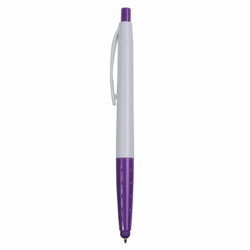 Penna a scatto in plastica, con gommino per touch screen [16803] 