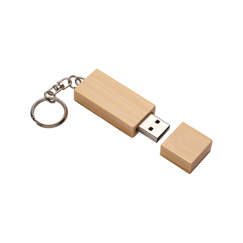 Chiavetta USB 4 Gb in legno con portachiavi in metallo [16487] 