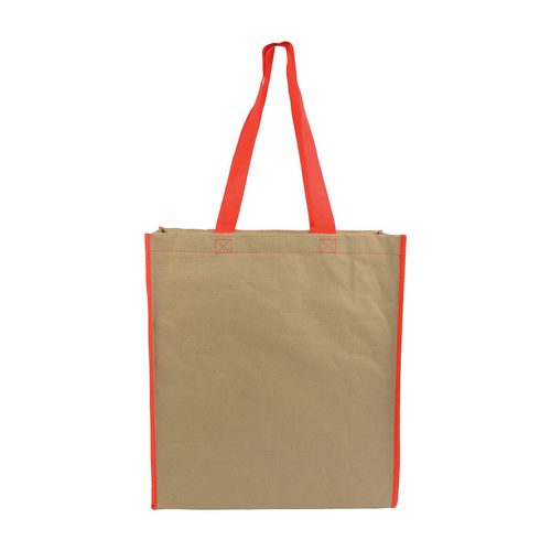 Shopper con soffietto in carta con interno in PP 140 g/m2, manici lunghi a nastro colorati [15115] 