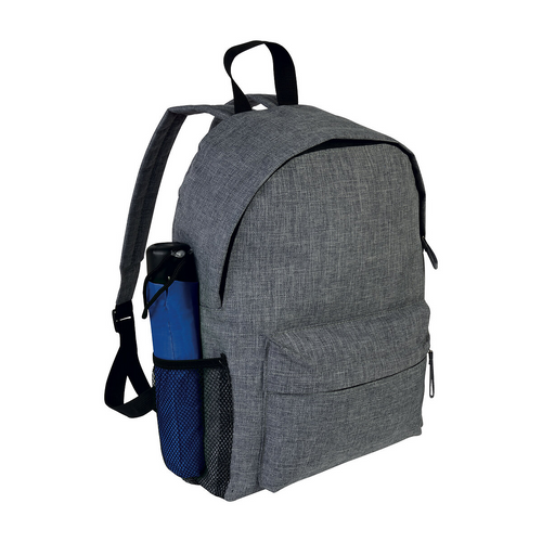 Zaino in poliestere two tone effetto melange con 3 tasche di cui 1 laterale retinata [15107] 