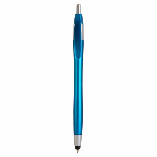 Penna a scatto in plastica con gommino per touch screen [14809] 