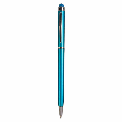 Penna twist in plastica con  gommino per touch screen e clip in metallo [14806] 