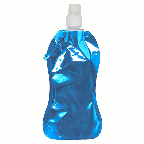 Borraccia in PE/PET BPA free ripiegabile (480ml), con moschettone [13420] 