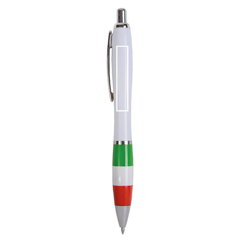 Penna a scatto in plastica ABS, con fusto bianco, impugnatura colorata gommata [1285321N] 