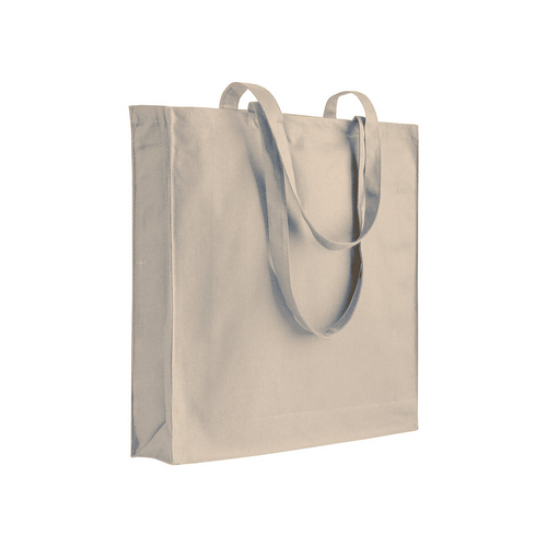 Shopper con soffietto in cotone 250 g/m2, manici lunghi e chiusura con zip [1112522] 