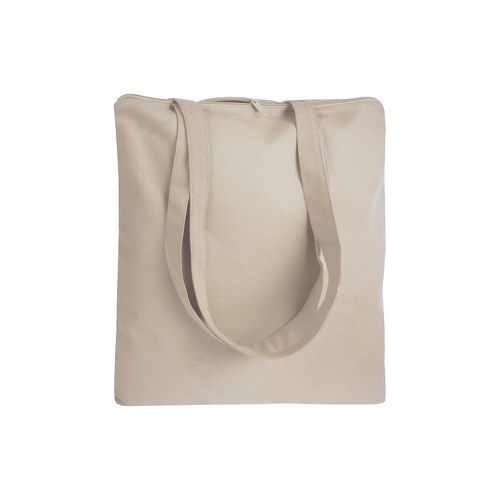 Shopper in cotone 220 g/m2, manici lunghi e chiusura con zip [1112422] 