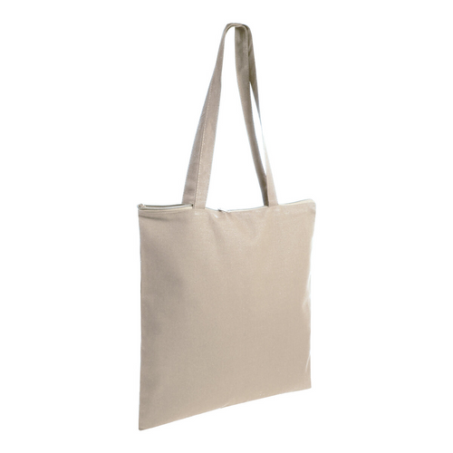 Shopper in cotone 220 g/m2, manici lunghi e chiusura con zip [1112422] 