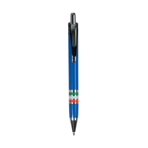 Penna a scatto in plastica con impugnatura tricolore (Italia, Francia, Spagna) [10837] 