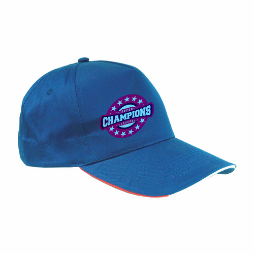 Cappellino in cotone, 5 pannelli con profilo e ricamo tricolore [10305] 