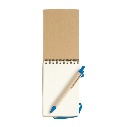 Block notes ad anelli in carta riciclata, fogli bianchi (70 pag.) con penna in cartone [09457] 