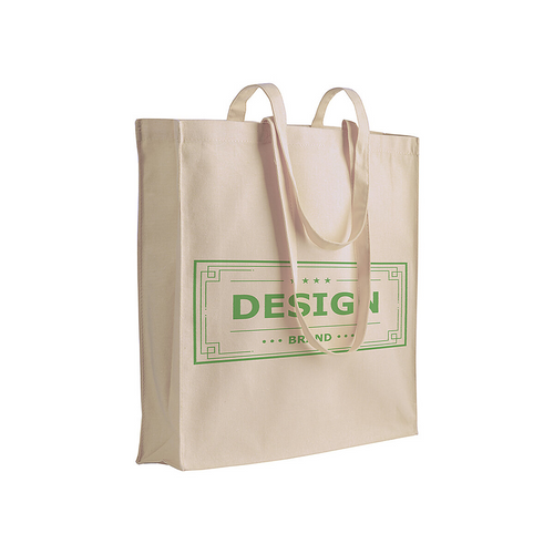 Shopper con soffietto in cotone 220 g/m2, manici lunghi [0712522] 