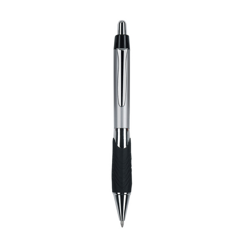 Penna a scatto in plastica con impugnatura gommata e clip in metallo, refill jumbo [06806] 