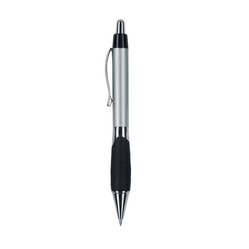 Penna a scatto in plastica con impugnatura gommata e clip in metallo, refill jumbo [06806] 