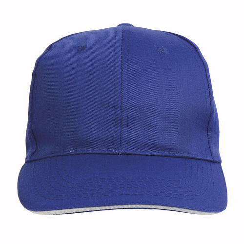 Cappellino in cotone/polyester, 6 pannelli con visiera sandwich [04003] 
