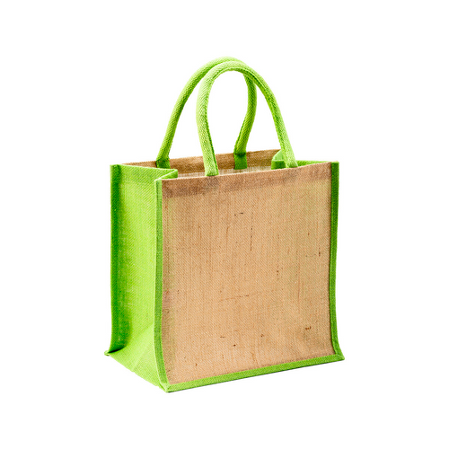 Mini borsa in juta con manici e inserti colorati [24106] 