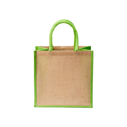 Mini borsa in juta con manici e inserti colorati [24106] 