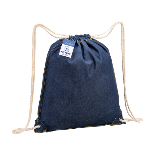 Zaino in cotone denim riciclato con chiusura a strozzo e angoli rinforzati [24102] 