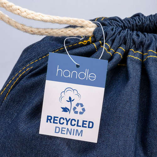 Zaino in cotone denim riciclato con chiusura a strozzo e angoli rinforzati [24102] 