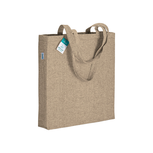 Shopper in cotone riciclato 280 g/m2, manici lunghi e soffietto [23113] 