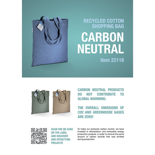 Zainetto carbon neutral in cotone riciclato effetto melange 280 gr/m2 con chiusura a stroz [23103] 